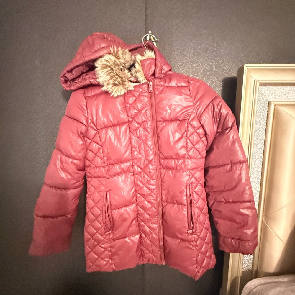Kids Quilted Puffer Jacket with Faux Fur Hood